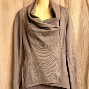 White House Black Market Taupe Drape Front Moto Jacket Women's 2